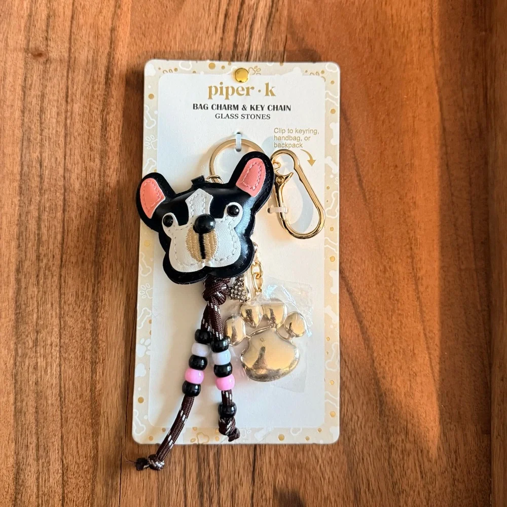 Piper K French Bulldog Charm & Keychain |‎ NWT